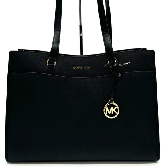 Michael Kors Handbags - Michael Kors Large MF Pocket Shoulder Tote Bag Black/Gold